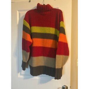 GUC Koman Men's Multi Color Stripe Sweater Turtleneck 100% Acrylic Size XL